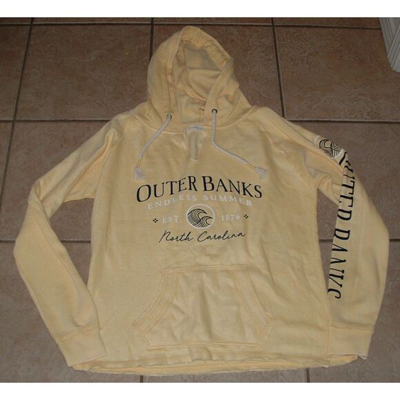 Yellow Sz Large OUTER BANKS Lightweight Hooded Soft Comfy Sweatshirt OCEAN DRIVE - Picture 1 of 4